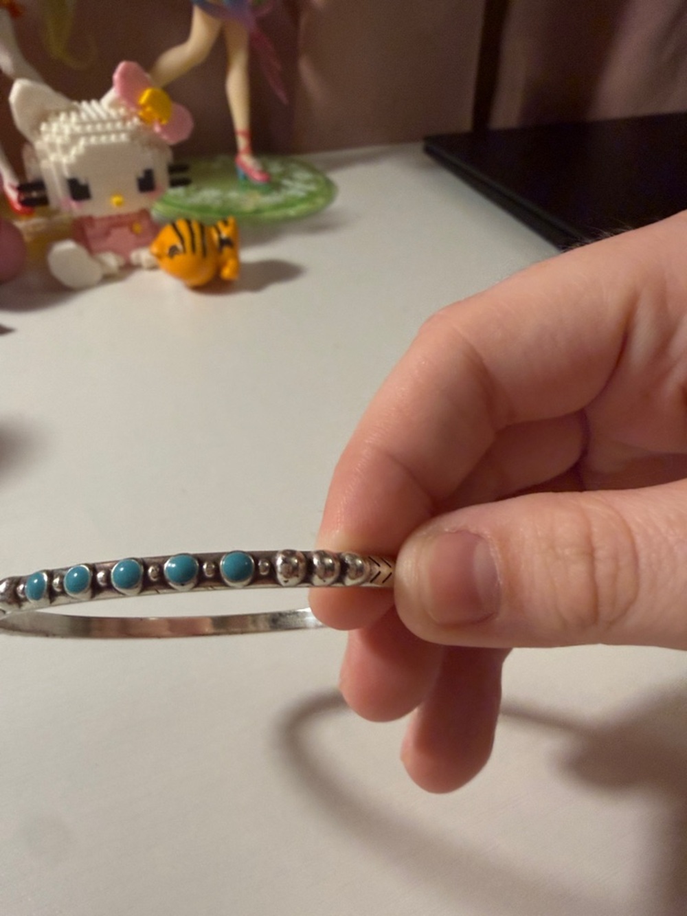 brighton Silver Bangle Bracelet with Turquoise Accents - Picture 4 of 5